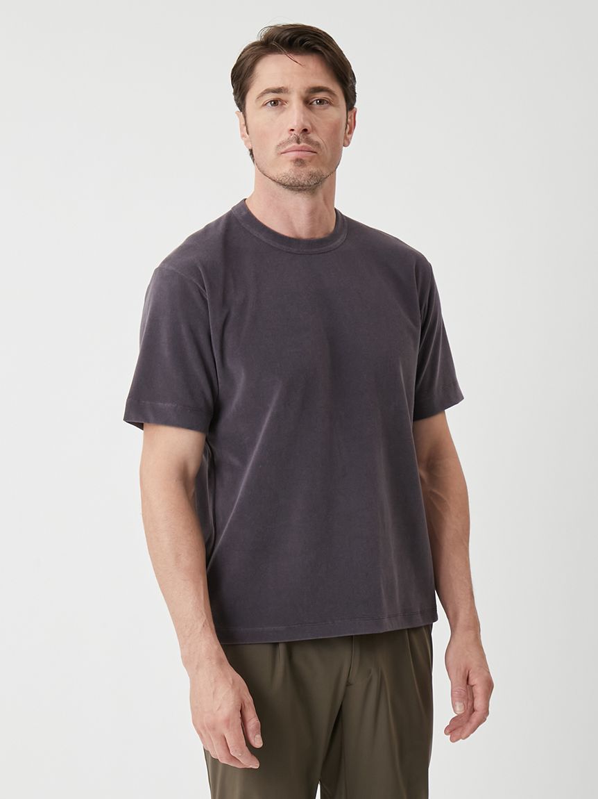 未使用品級　AOURE /アウール　半袖ニットTシャツ/白/M　リブ　メンズ 未使用品級 AOURE /アウール 半袖ニットTシャツ/白/M リブ