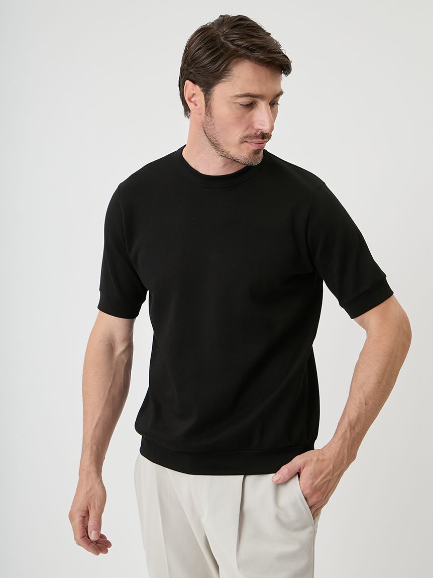 未使用品級　AOURE /アウール　半袖ニットTシャツ/白/M　リブ　メンズ セレーサカルメン ショートスリーブTシャツ（ニット）｜AOURE
