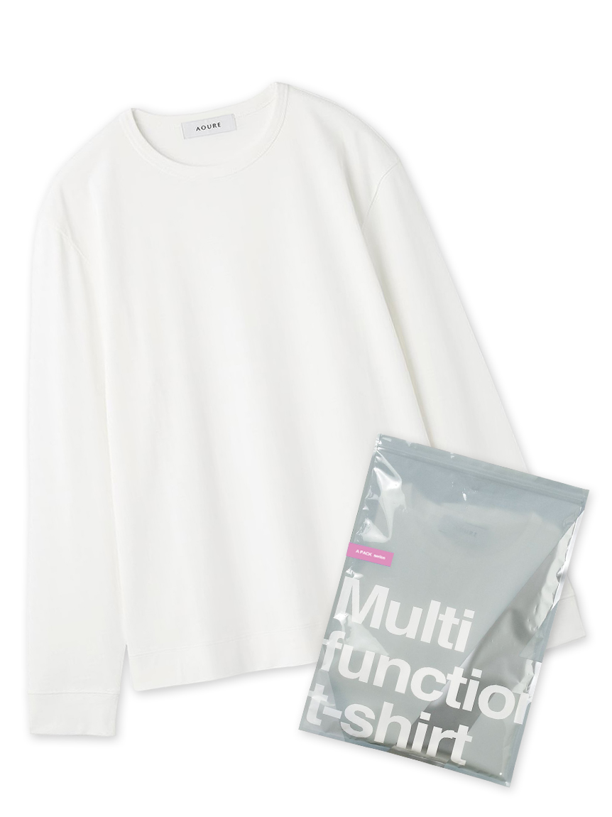 未使用品級　AOURE /アウール　半袖ニットTシャツ/白/M　リブ　メンズ セレーサカルメン ショートスリーブTシャツ（ニット）｜AOURE