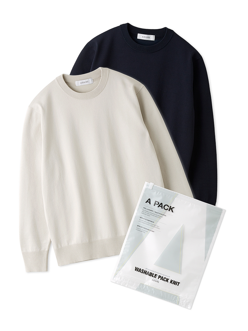 AOURE A PACK WASHABLE PACK KNIT Lサイズ A PACK】 WASHABLE PACK KNIT (2枚組)(ニット)｜トップス｜AOURE