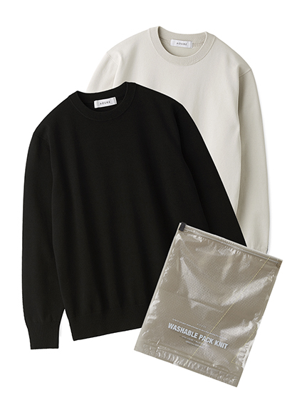 【A PACK】WASHABLE PACK KNIT(2枚組) クルーネック