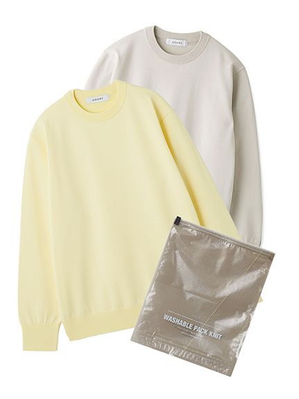 A PACK】WASHABLE PACK KNIT(2枚組) クルーネック(ニット)｜トップス