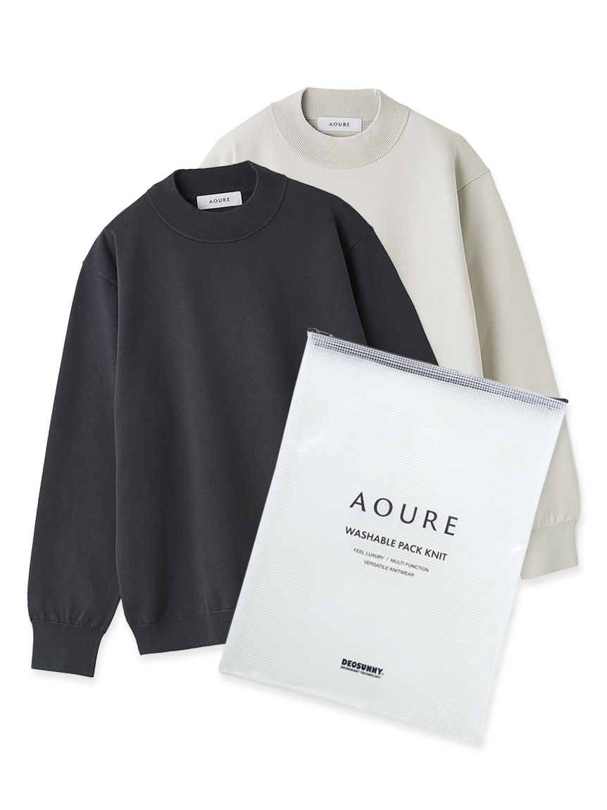 【A-25】訳ありラフウォーターポロシャツ モックネックSet Mサイズ A PACK】WASHABLE PACK KNIT モックネック (2枚組)(ニット)｜トップス