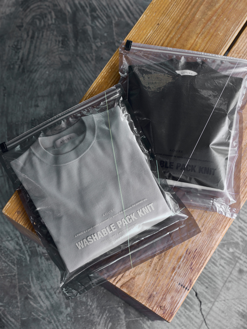 A PACK】WASHABLE PACK KNIT(2枚組) モックネック(ニット)｜トップス