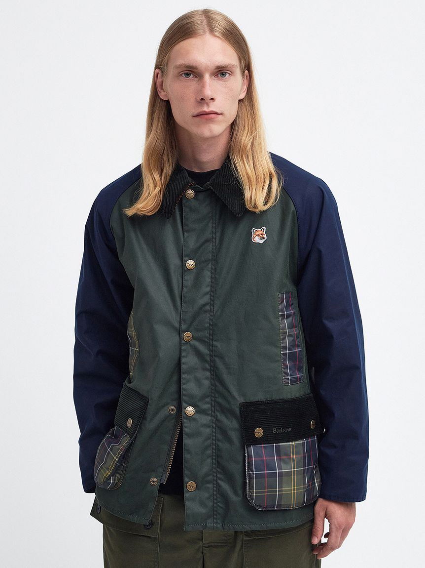 barbour メゾンキツネ バブアーmaison kitsune マルチカラー ...