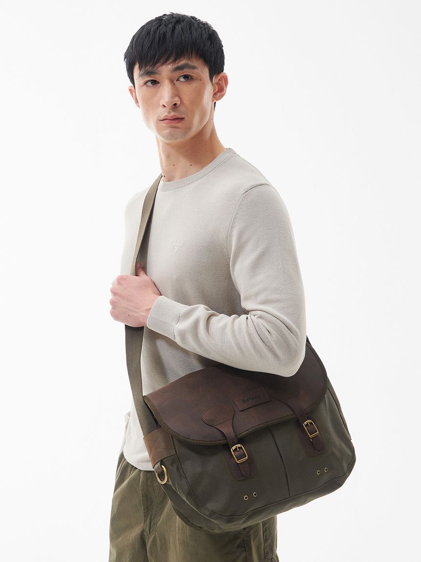 Tarras ワックス コットン レザー トリム ショルダー バッグ(BAG