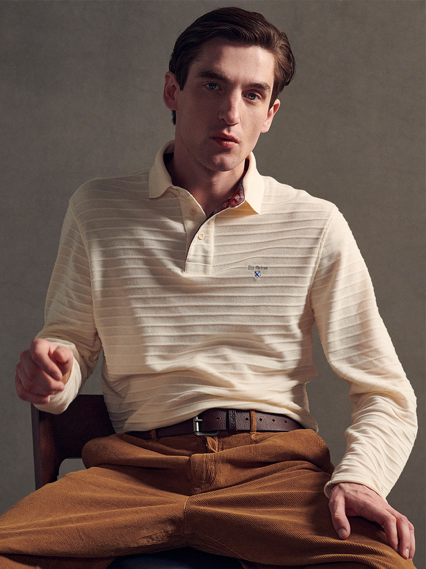 Cramlington ロングスリーブ ボーダー ポロシャツ｜トップス｜バブアー