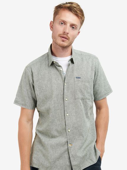 バブアー Barbour リネン 長袖シャツマキシワンピース US6ネイビー