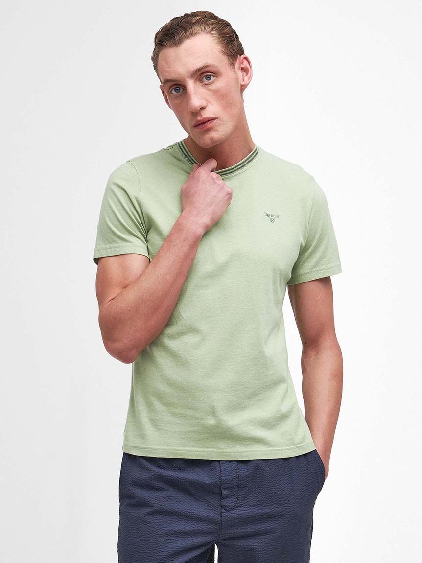REST&RECREATION ストライプリップネックTシャツ Austwick ストライプリブネック Tシャツ（テーラードフィット