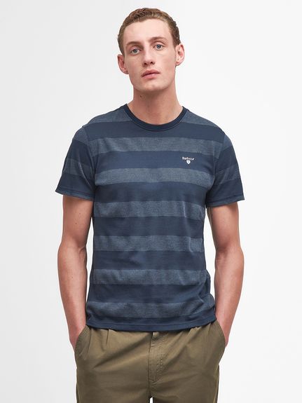 BARBOUR コルクロフ モト Tシャツ MTS1295241MTS CR11DOVEGREY Whalton ワイドボーダー Tシャツ（テーラードフィット）｜T