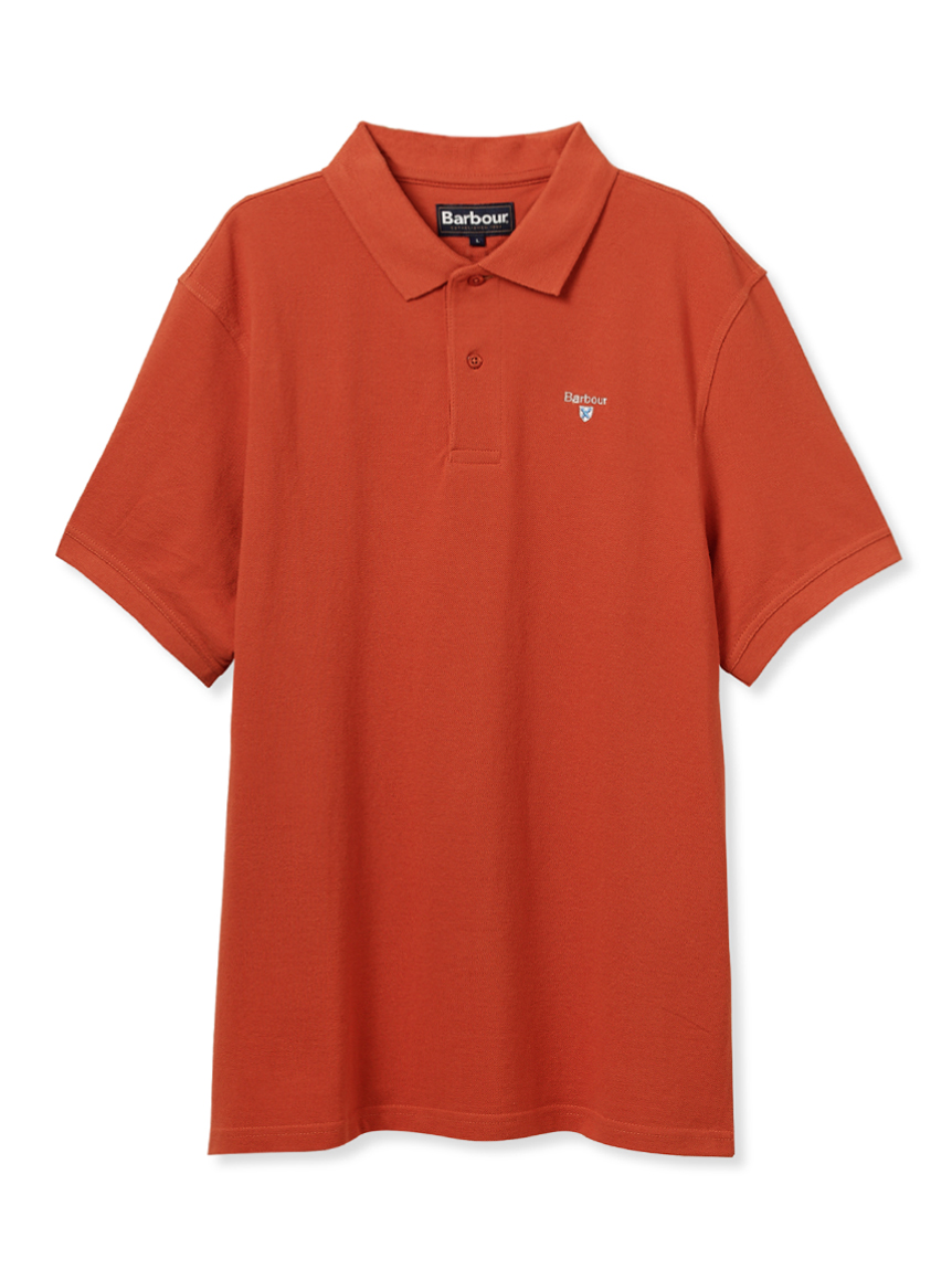 Barbour 赤 ポロシャツ Barbour ロゴ スポーツ ポロシャツ（ユニセックス）｜ポロシャツ