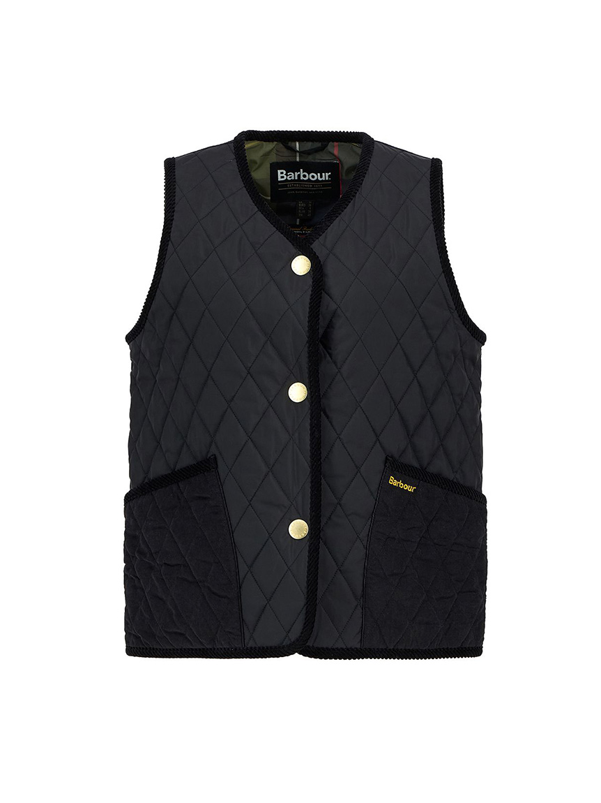 Barbour ベスト 黒 Barbour ベスト ジレ BARBOUR/バブアー/フロントジップ ファー