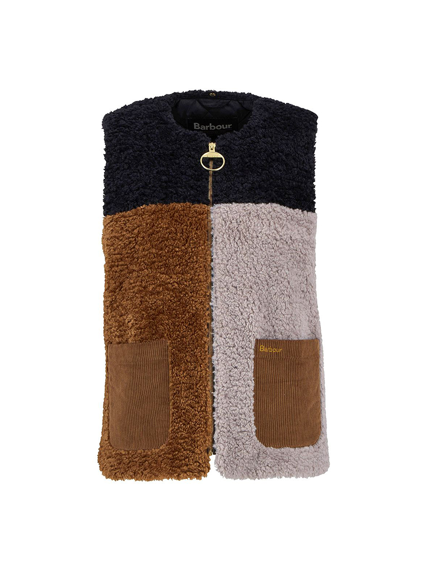 Barbourビディルのインナーボアベスト 内ポケット付き 前ファスナー開き Barbourビディルのインナーボアベスト 内ポケット付き 前