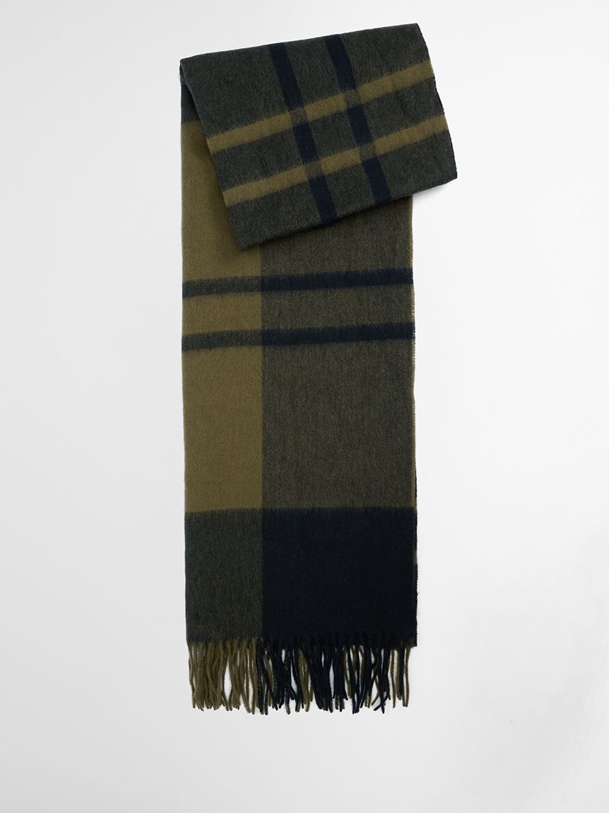 Barbour（バブアー） タータンチェック マフラー グリーン ラムズウール タータンチェック マフラー｜マフラー＆手袋