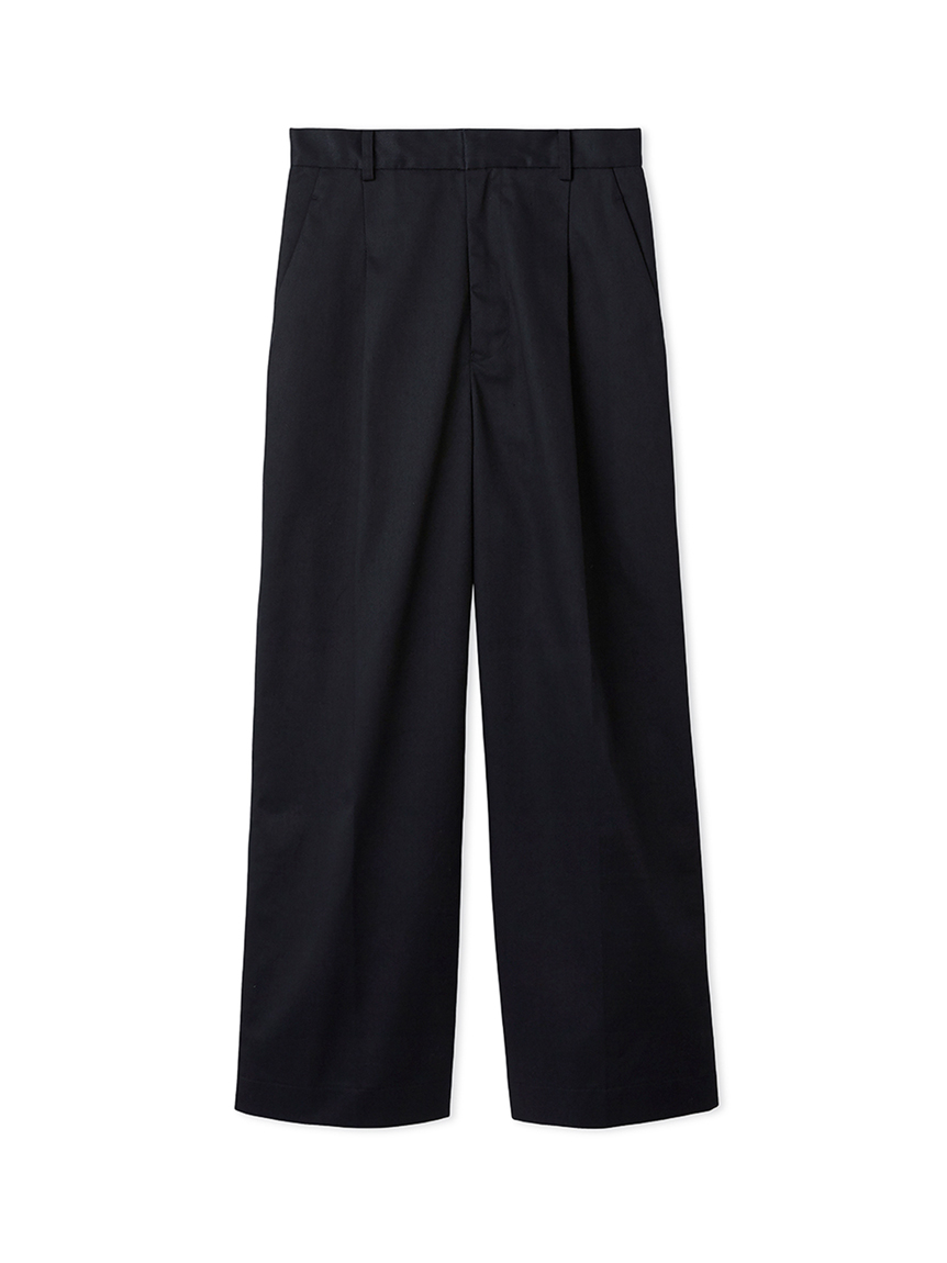 ブラック ワイドパンツ フロントタック フロントタックワイドパンツ 