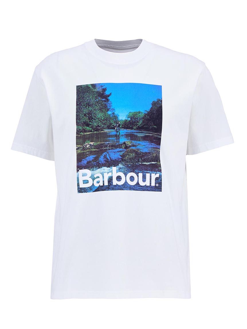 Tシャツ・カットソー BARBOUR Men T-shirt White MTS1334 WH13 Barbour tシャツ Walton Tシャツ（オーバーサイズフィット