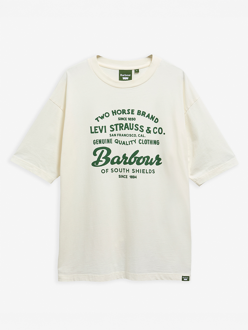 Barbour バブアー Levi's リーバイス 252MTS1513 × Levi's リーバイス グラフィック プリント 半袖 Tシャツ カーキ系 L【新古品】【未使用】【中古】 Barbour × Levi's》グラフィックTシャツ｜Tシャツ｜トップス｜バブアー