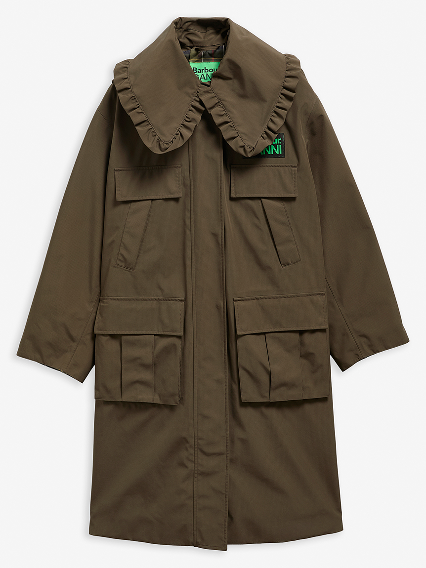 Barbour × GANNI》パッチワーク ワックス コットン トレンチコート