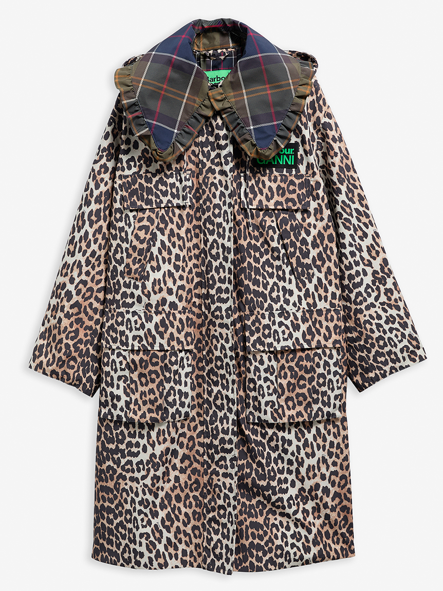 Barbour × GANNI》レオパード ワックス アノラックジャケット
