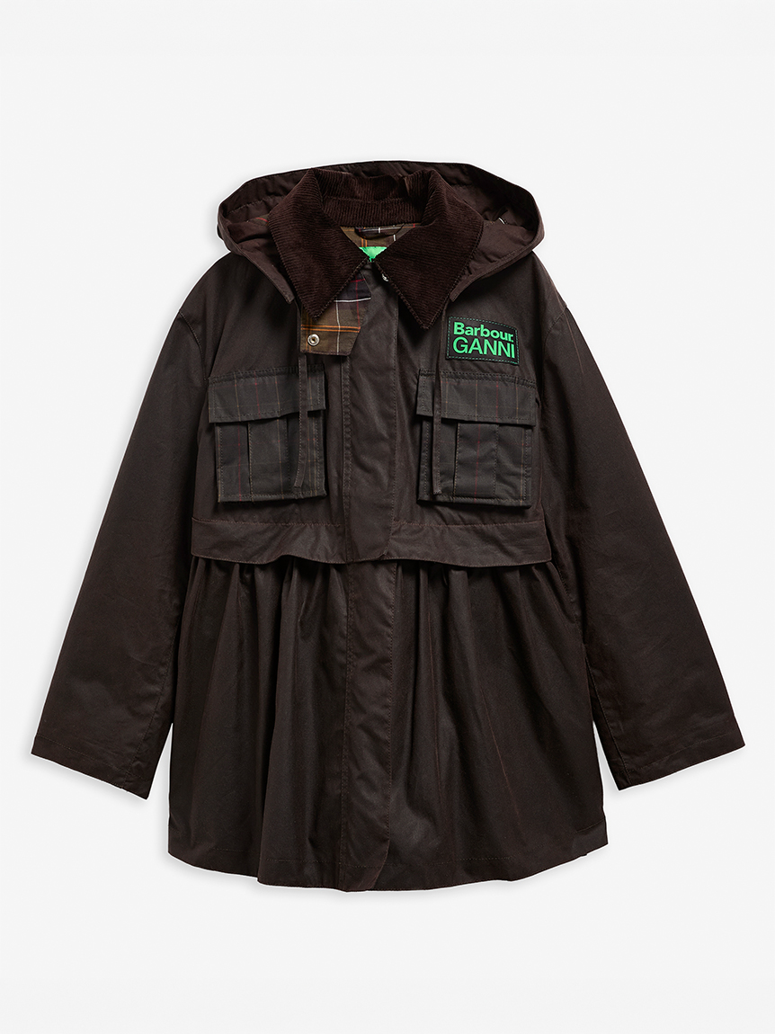 Barbour × GANNI》2WAYペプラム ワックス ジャケット｜ワックス