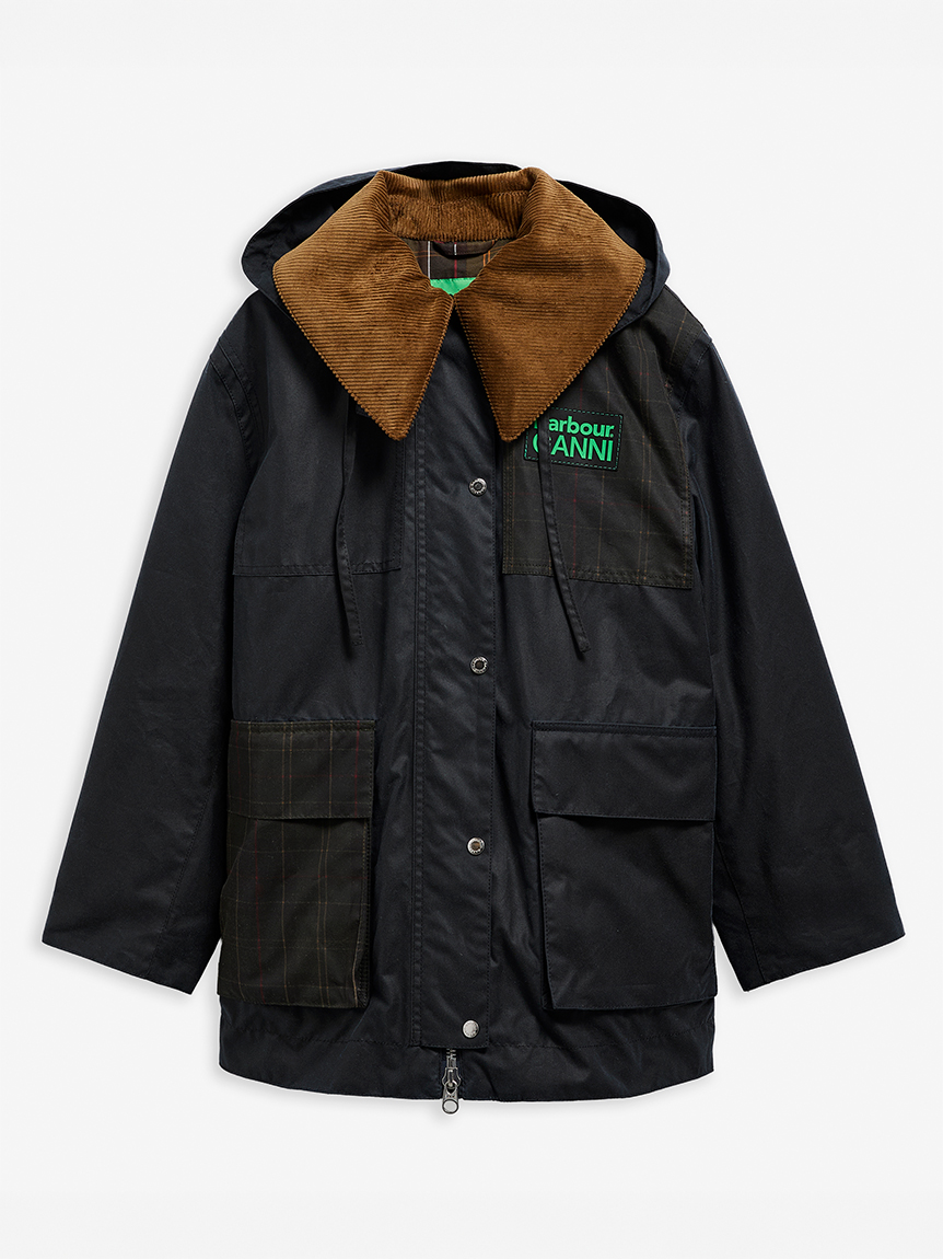 Barbour × GANNI》2WAY パーカー コート｜ワックスジャケット