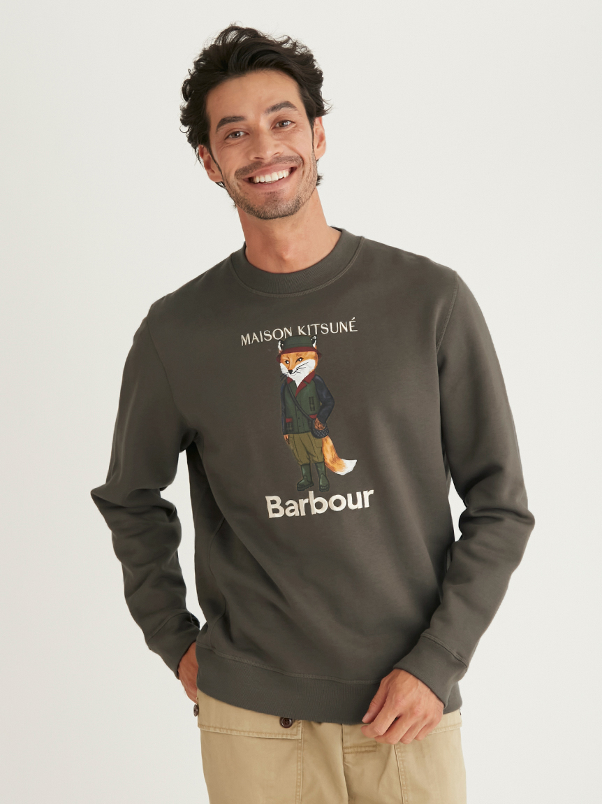 《Barbour × Maison Kitsuné》Beaufort Fox プリント クルーネック