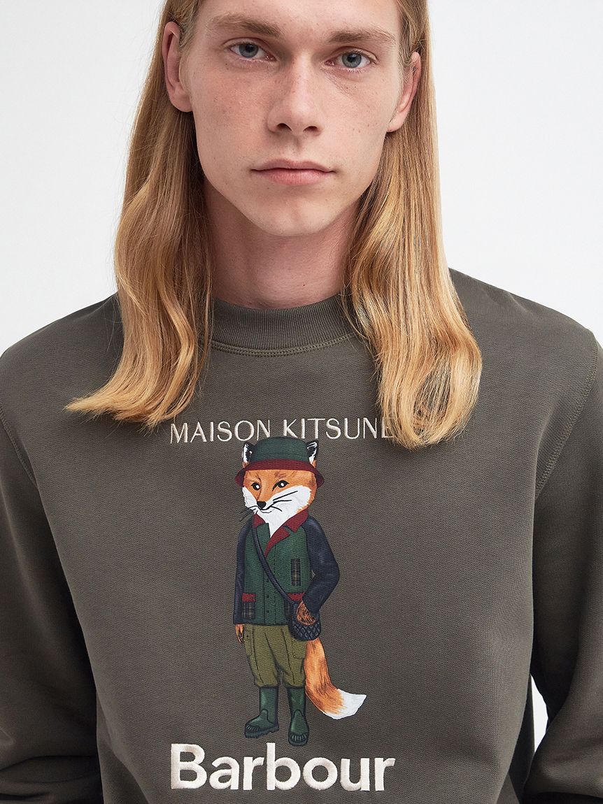 Barbour × Maison Kitsuné》Beaufort Fox プリント クルーネック