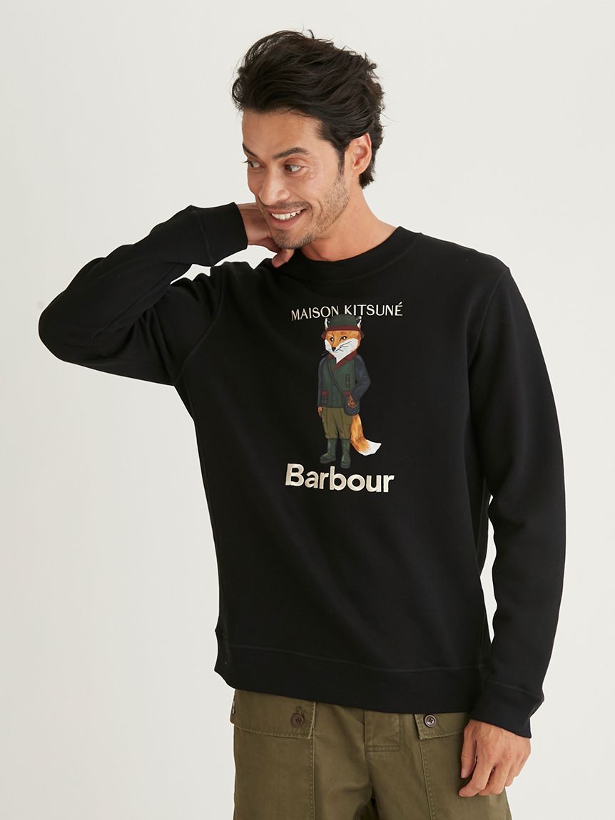 《Barbour × Maison Kitsuné》Beaufort Fox プリント クルーネック 