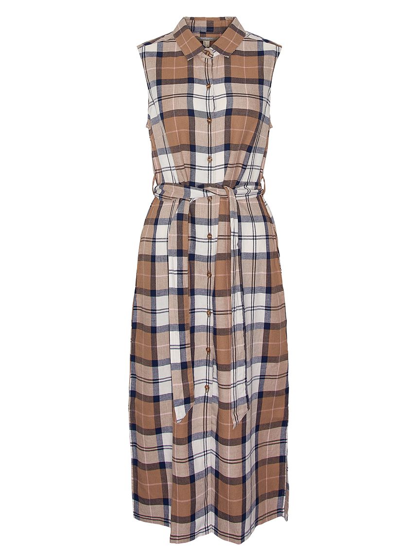 Caroline タータンチェック スリーブレス シャツ ワンピース