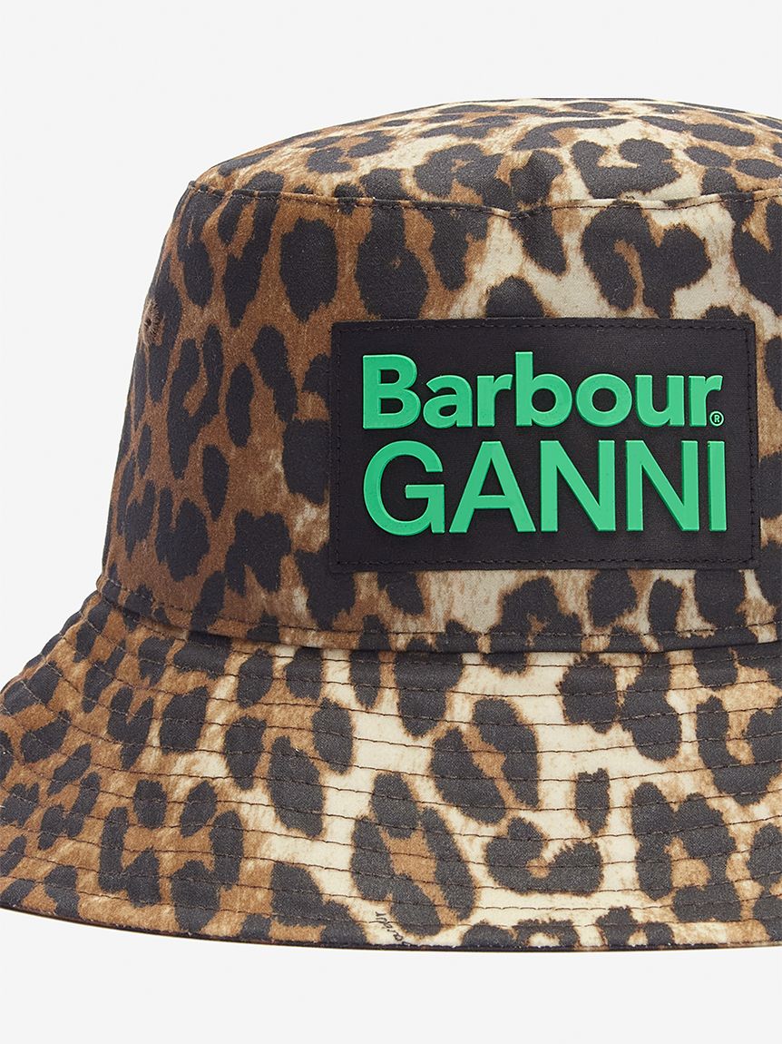 Barbour × GANNI》ワックスコットン レオパード バケットハット