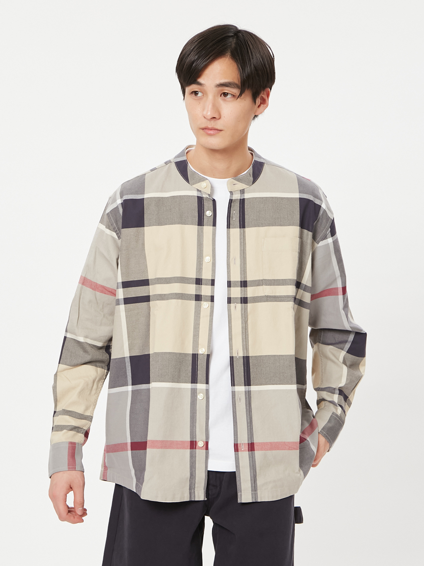 MEN'S NONNO 6月号掲載 Reyner タータンチェック バンドカラー シャツ（オーバーサイズフィット）(TOPS)｜Barbour（バブアー）の通販サイト  【公式】