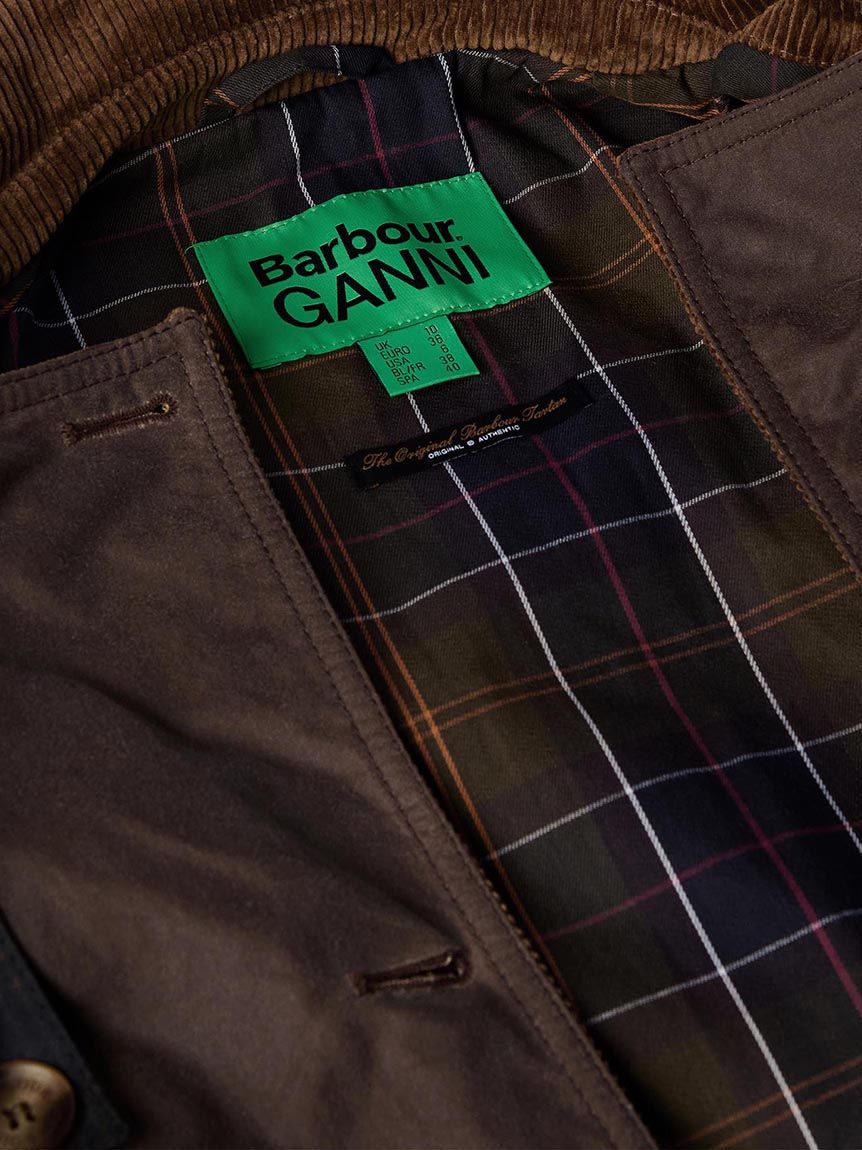 Barbour × GANNI》パッチワーク ワックス コットン トレンチコート