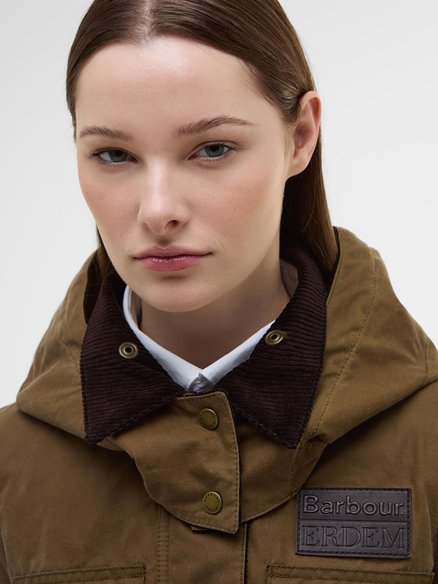 Barbour × ERDEM》Datura ワックスコットン フード｜外付け
