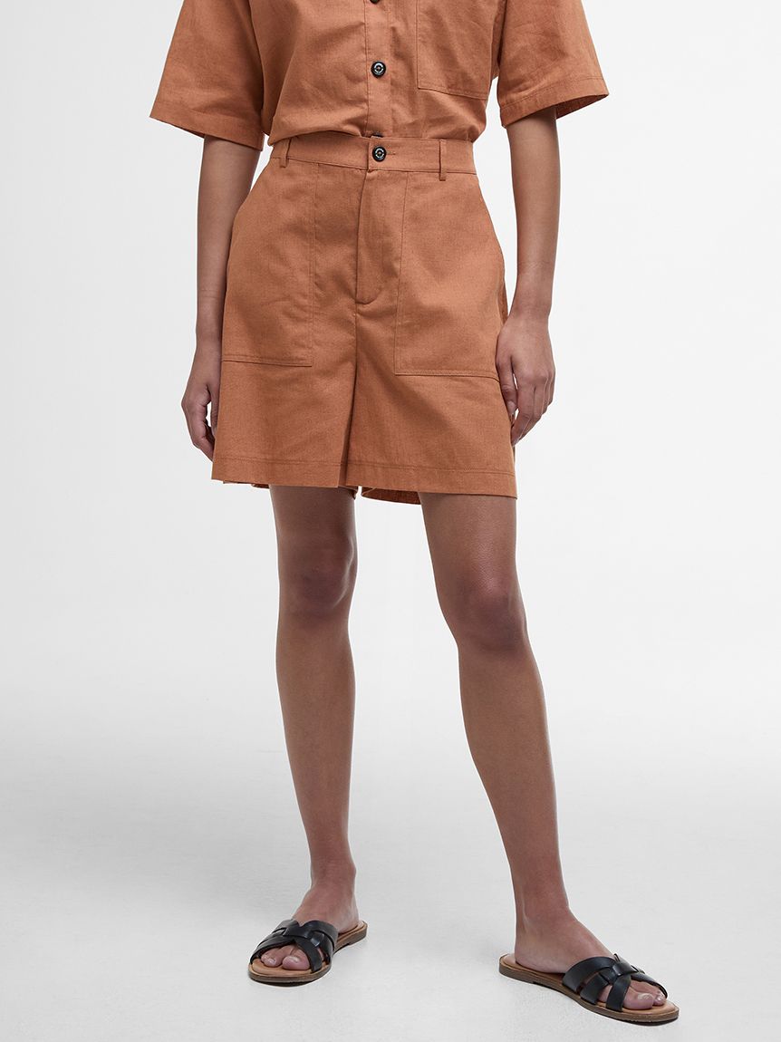 ババグーリ　リネンワイドショートサルエルパンツ M 赤茶色 バックライン ショートパンツ – EGOZARU ONLINE STORE