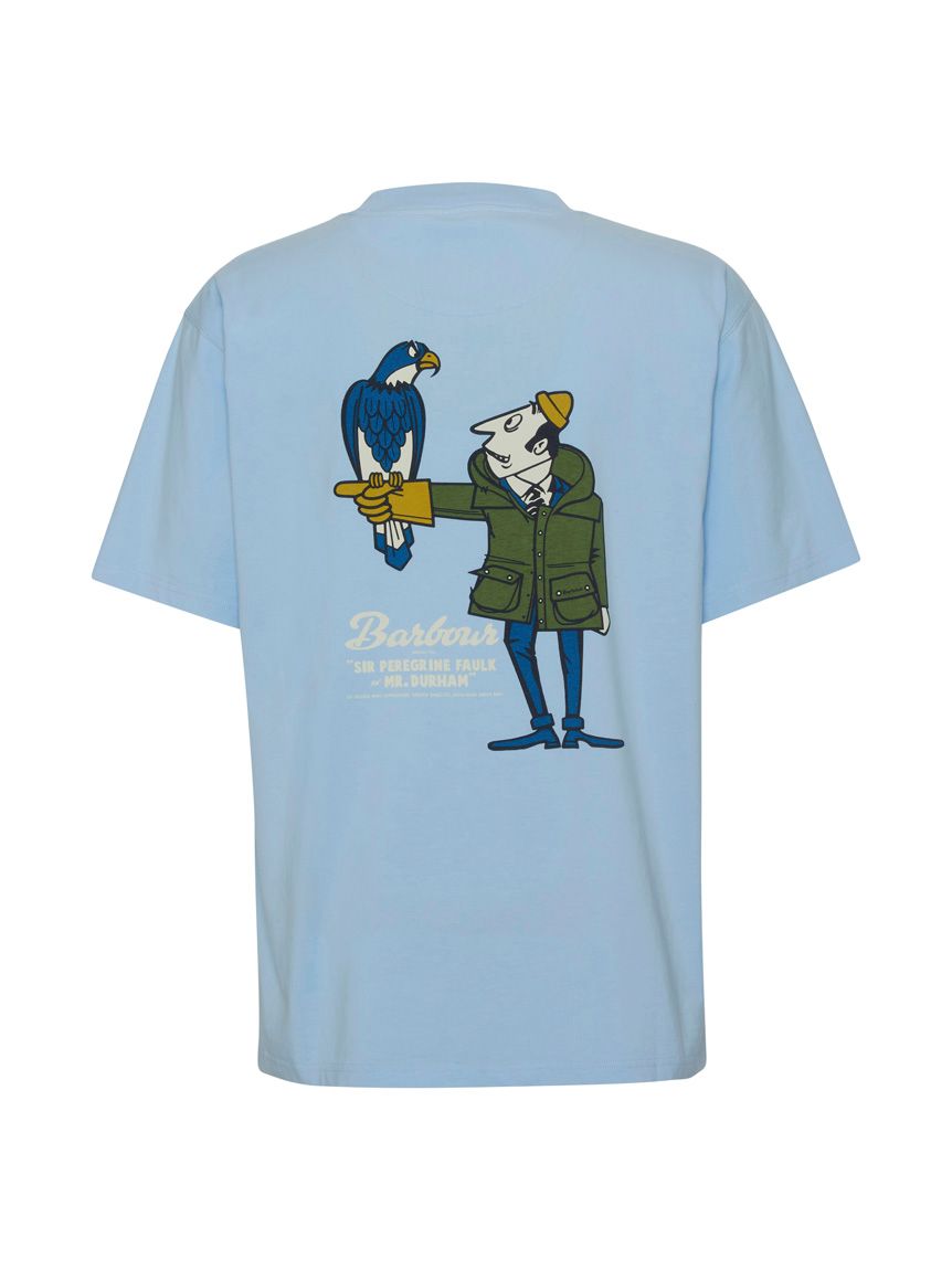 【 】バーティカル・バックプリントTシャツ/水色 Heritage + / ヘリテージ プラス