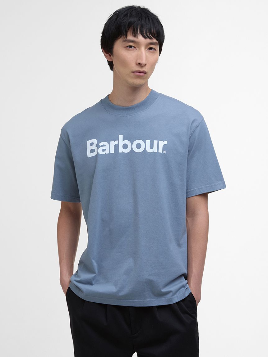 Tシャツ・カットソー BARBOUR Men T Shirts MTS1265 MTS NY91 Blue Barbour x Steve McQueen logo-print T-shirt | Blue | FARFETCH