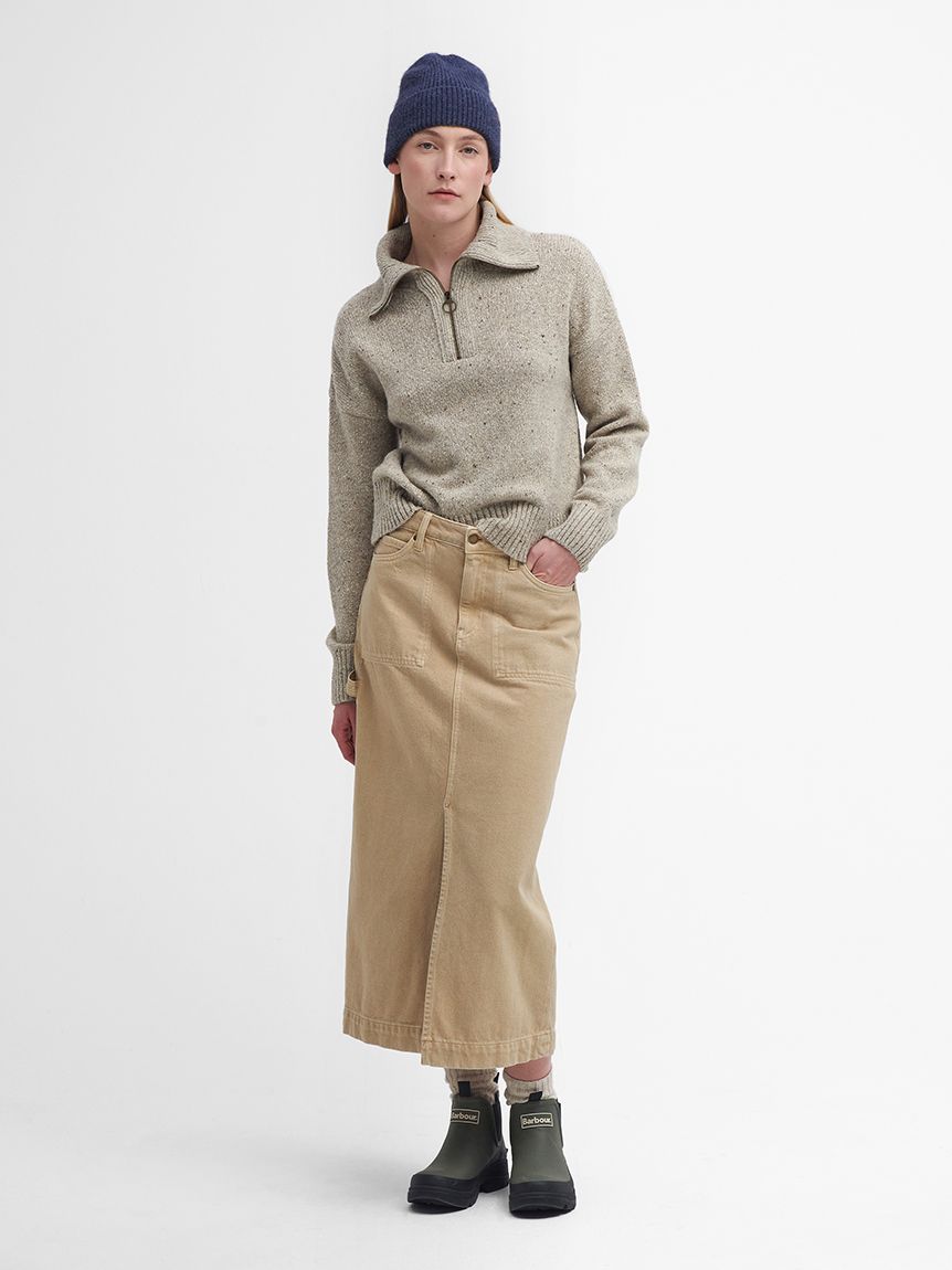 終末お値下　Barbourジップアップセーター オリーブ 2622-0118-1.jpg