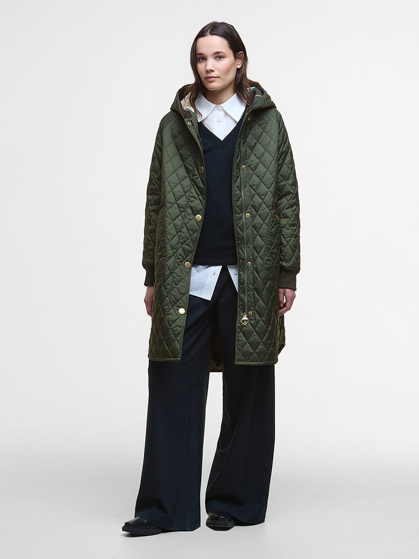 【おしゃれ上級者にピッタリ！】HERMES★キルティングジャケット Hilary キルティング ミドルレングス ジャケット（レディース