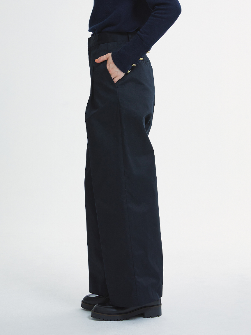 ブラック ワイドパンツ フロントタック フロントタックワイドパンツ 