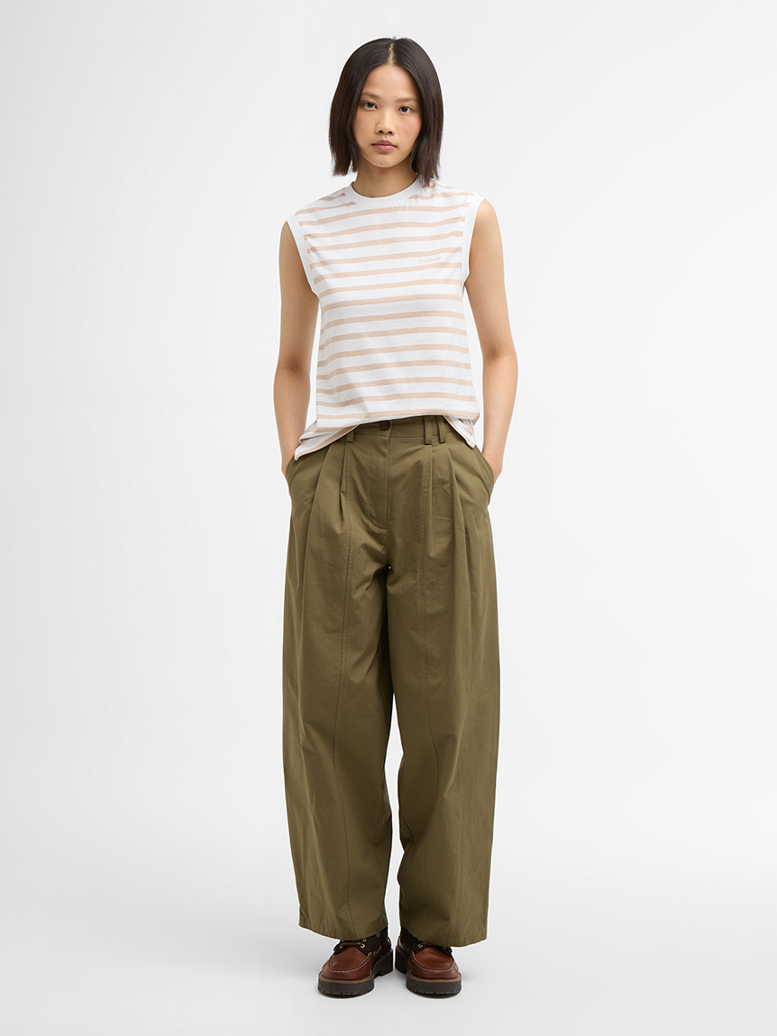 Debbie ボーダー ノースリーブ トップス（レディース）｜Tシャツ