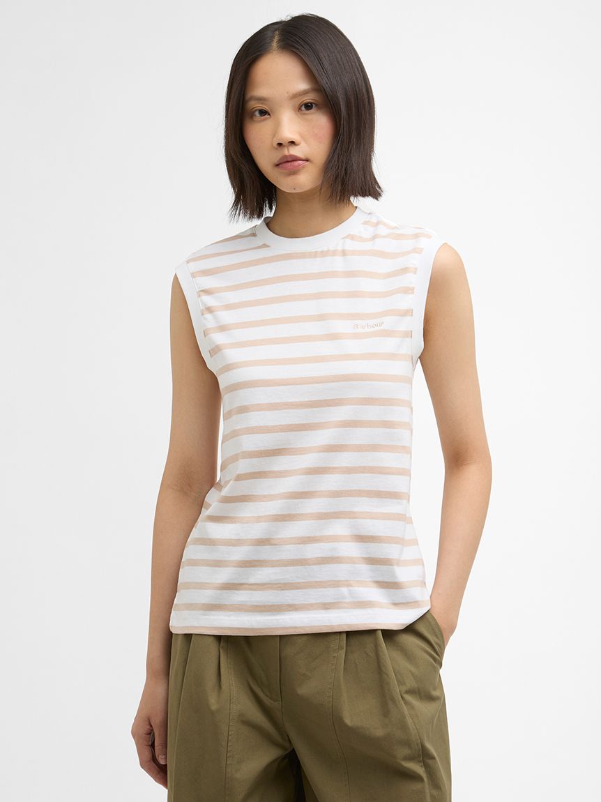 Debbie ボーダー ノースリーブ トップス（レディース）｜Tシャツ