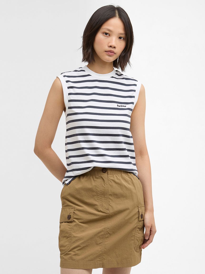 Debbie ボーダー ノースリーブ トップス（レディース）｜Tシャツ