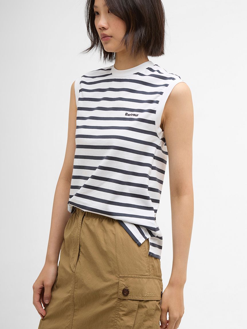 Debbie ボーダー ノースリーブ トップス（レディース）｜Tシャツ