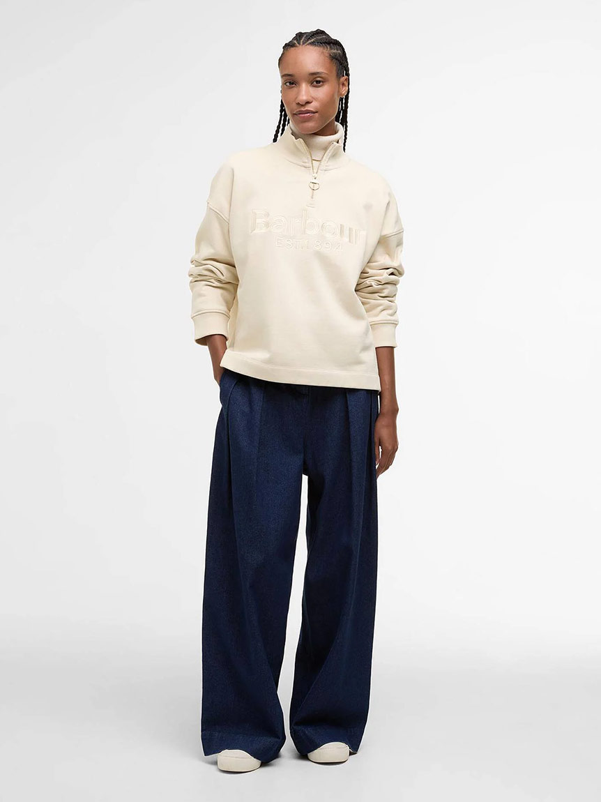 Sara ハーフジップ 刺繍ロゴ スウェット（レディース）｜トップス