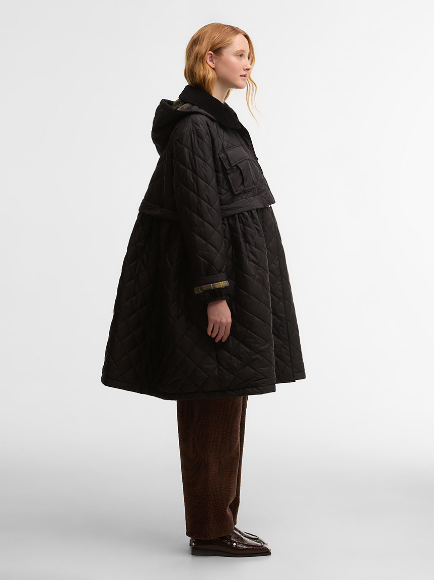 Barbour × GANNI》2WAY ペプラム キルティングコート｜ワックス