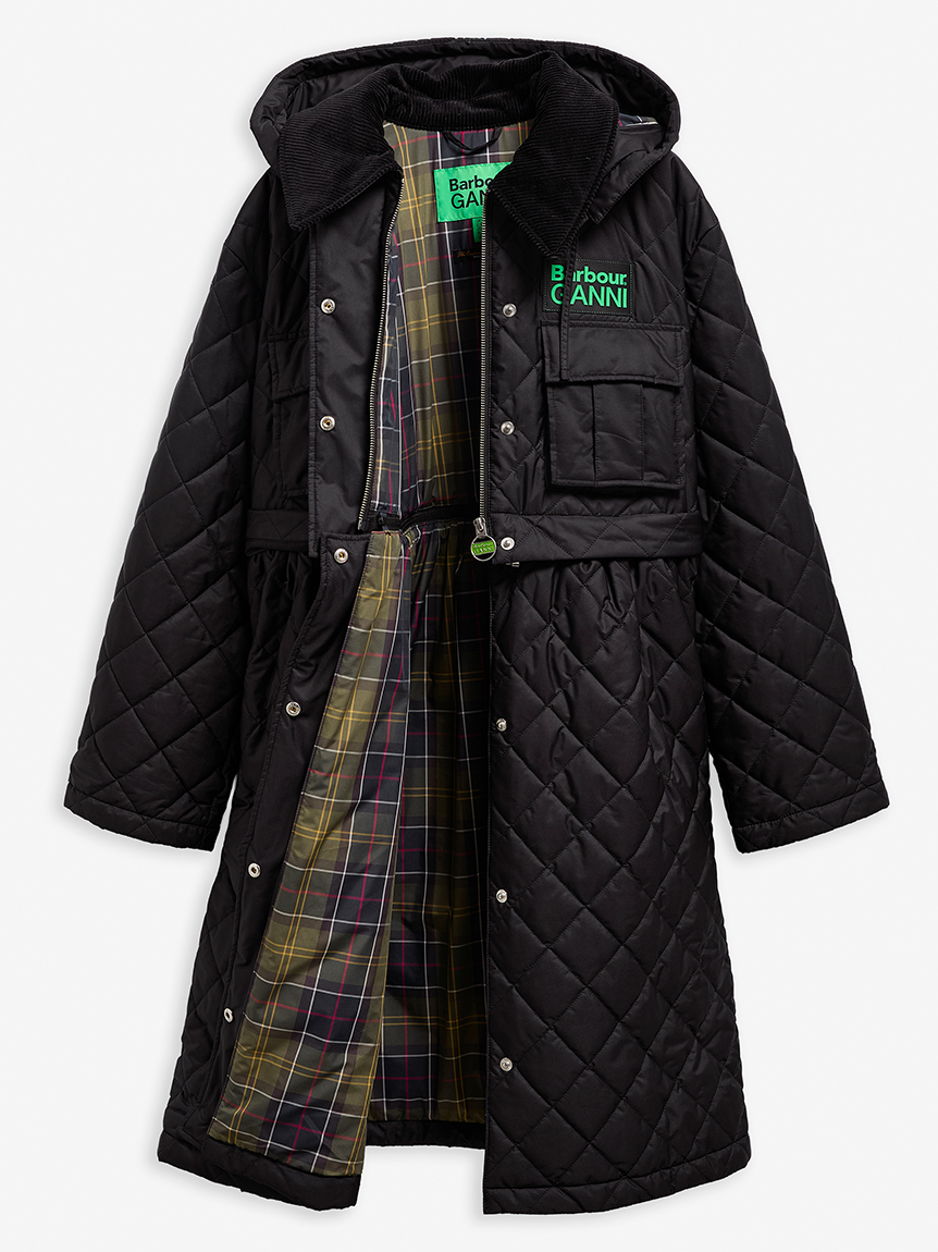 Barbour × GANNI》2WAY ペプラム キルティングコート｜ワックス