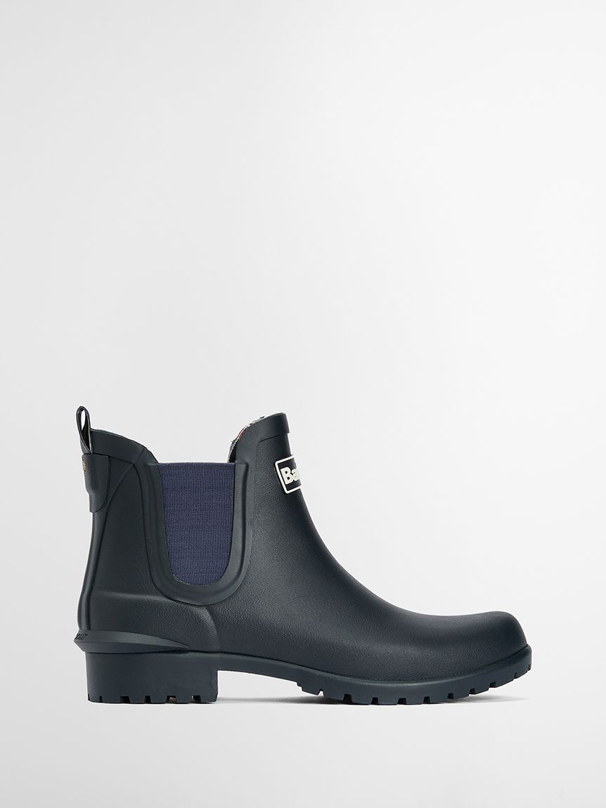 【290】レディースBarbourラバーブーツ ネイビーUS6.5 Wilton サイドゴア レインブーツ（レディース）｜レインブーツ