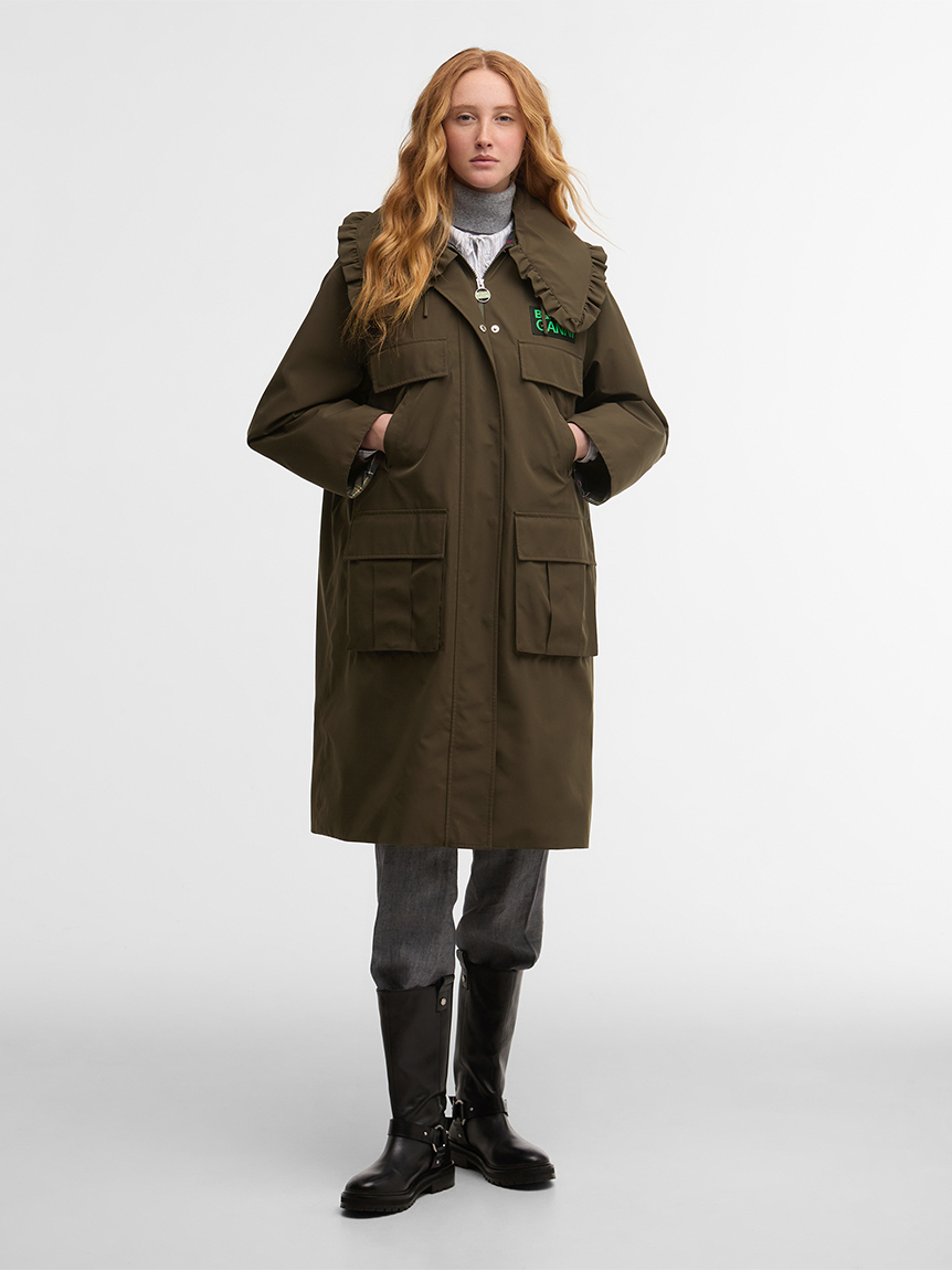 Barbour × GANNI》2WAY パーカー コート｜ワックスジャケット