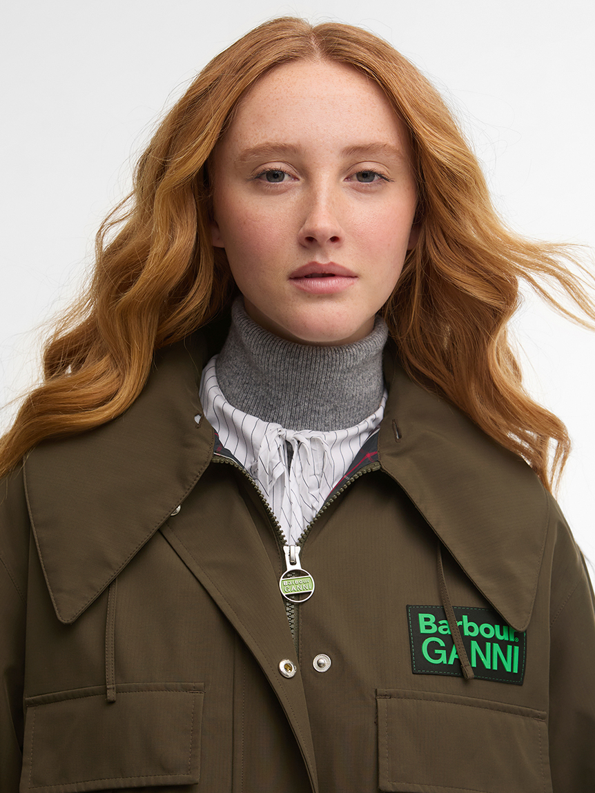 Barbour × GANNI》2WAY パーカー コート｜ワックスジャケット
