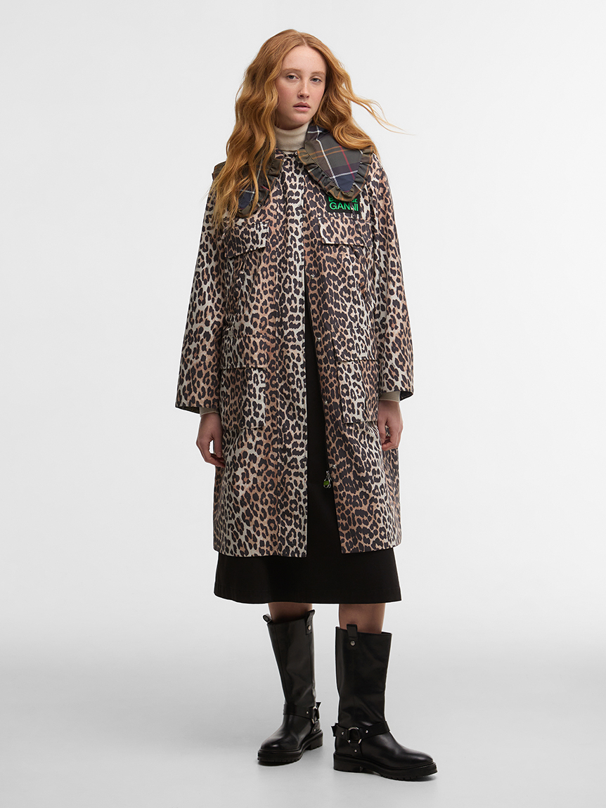Barbour × GANNI》2WAY レオパード パーカー コート｜ワックス